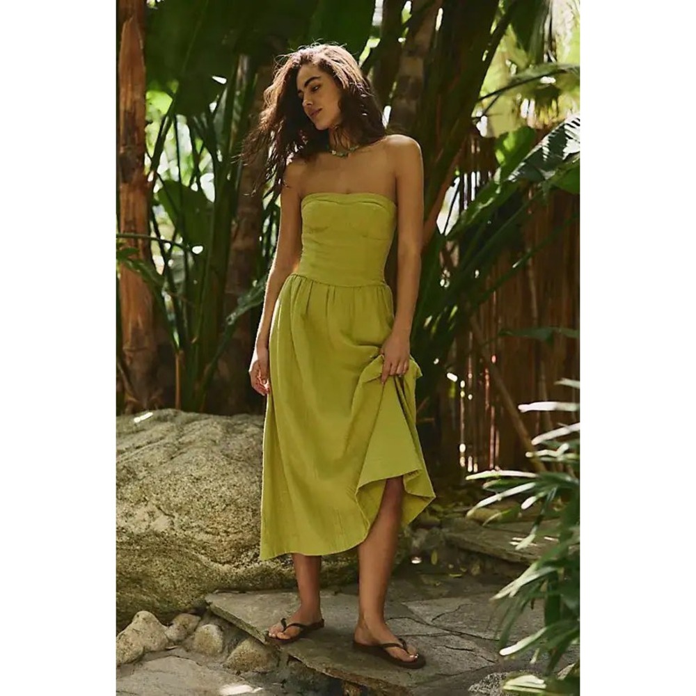 NWT Free People Free-est Marbella Strapless Midi Dress in Palma Size Small